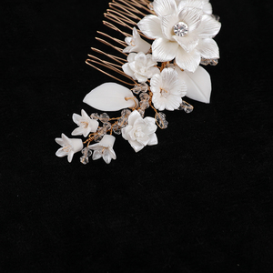 Descuento duro cerámica flor nupcial peines de pelo al por mayor mujeres accesorios boda peines de pelo - Product Image 6