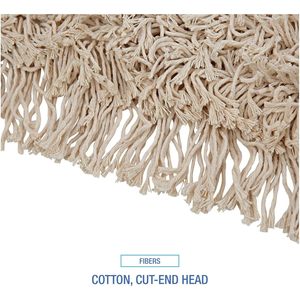 Kit de fregado en seco de algodón natural Boardwalk BWKM245C de 24 pulgadas X 5 pulgadas Cotton Head 60 Pulgadas Cesta de plástico con mango de madera para uso doméstico - Product Image 6