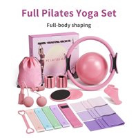 Ensemble de Pilates et de Yoga de 16 pièces, Deluxe, Portable, avec ballon circulaire et bandes de résistance pour la remise en forme à domicile