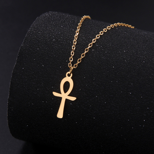 Ankh 십자가 이집트 부적 목걸이 스테인레스 스틸 생명의 열쇠 상징 십자가 펜던트 목걸이 여성 종교 보석 - Product Image 2