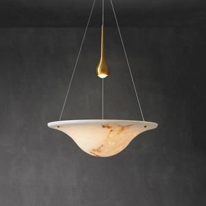 Lámpara Colgante Moderna de Estilo Mármol, Lámpara de Techo Redonda LED E27 de Latón Dorado para Sala de Estar, Comedor, Dormitorio - Product Image 1
