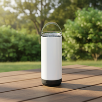 Enceinte intelligente 4-en-1 avec fonction refroidisseur, en acier inoxydable de 16 oz, pour sublimation, avec fonction enceinte sans fil et gobelet musical