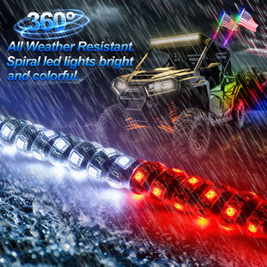 12V moto auto illuminata spirale LED frusta <span class=keywords><strong>2</strong></span>/3FT Antenna con Flag144 LED pennone lampada con telecomando per Jeep ATV UTV - Product Image 4