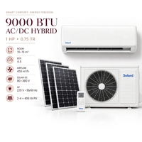 AC Hybrid Tenaga Surya 9000 BTU DC Inverter Wall Split Pendingin Pemanas Bertenaga Surya 48V CE WIFI App Smart Rumah Tangga