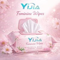 Lingettes intimes pH équilibré pour peaux sensibles avec formule à l'eau micellaire pour un contrôle doux des odeurs, soin intime, logo personnalisé