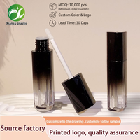 Vente en gros usine – Tubes de brillant à lèvres vides personnalisés de 6 ml, dégradé noir transparent, flacon d'huile à lèvres, contenant d'emballage cosmétique