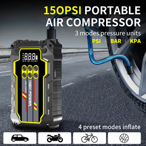 Démarreur portable 16000 mAh 150 PSI avec lumière LED, outils d'urgence pour voiture et camion, gonfleur de pneus 2000A, compresseur d'air compatible - Product Image 3