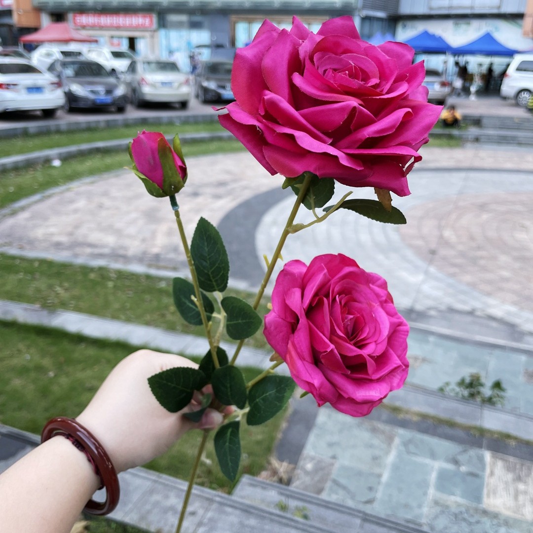 3 têtes diamant rose rouge rose foncé