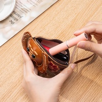 Porte-monnaie créatif en cuir véritable fait main en peau de vache, avec fermeture ouverte, pochette de poignet, étui à clés, porte-monnaie, pochette de rangement motif animal du zodiaque
