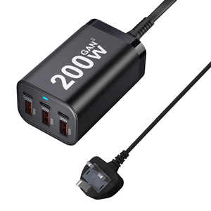 Station de charge de bureau GaN 200W à charge ultra-rapide, <span class=keywords><strong>adaptateur</strong></span> rapide QC3.0 avec indicateur LED pour ordinateur portable, téléphone portable, tablette - Product Image 3