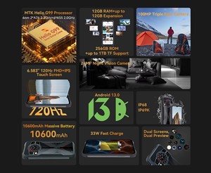 Teléfono Resistente CUBOT Fashion Design KINGKONG 9 12+256GB, Pantalla FHD+ de 6.583 Pulgadas, 1080*2408, 120Hz, Cámara Trasera de 100MP, G99, 10600mAh, Android - Product Image 6