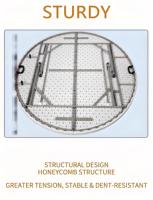 Mesa de Comedor Plegable Redonda de HDPE para 10 Personas, de 6 Pies, para Exteriores, con Diseño Moderno y Tablero de 45/50 mm de Grosor