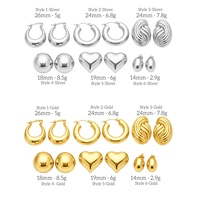 Boucles d'oreilles en acier inoxydable pour femmes, styles variés, dorées et argentées, créoles épaisses, clous d'oreilles, bijoux minimalistes tendance, cadeaux, dropshipping