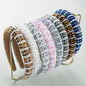 Diadema con diamantes de imitación y perlas coloridas con purpurina para <span class=keywords><strong>mujer</strong></span>, diadema acolchada con diseño de aro, accesorios para el cabello para niñas - Product Image 1