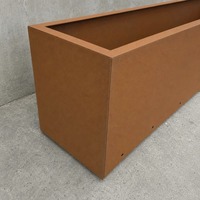 Grand bac à plantes rectangulaire en acier corten, bac à fleurs en métal pour jardin extérieur, résistant aux intempéries, sur mesure
