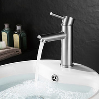Mitigeur de lavabo moderne en acier inoxydable brossé mitigeur de lavabo monotrou