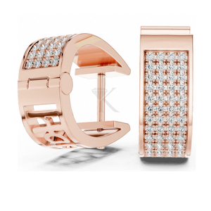 ต่างหูห่วงแบบ Huggie ประดับเพชรธรรมชาติทรงกว้างหลายแถว ดีไซน์หรูหรา ตัวเรือนเงิน พร้อมตัวล็อกแบบเกลียวที่แน่นหนา สวยงาม เรียบง่าย หรูหรา - Product Image 5