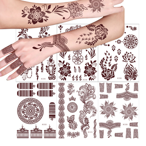 Autocollants de tatouage au <span class=keywords><strong>henné</strong></span> pour le corps, effet Mehndi réaliste instantané, sans douleur, non toxique, pour occasions spéciales et séances photo - Product Image 1