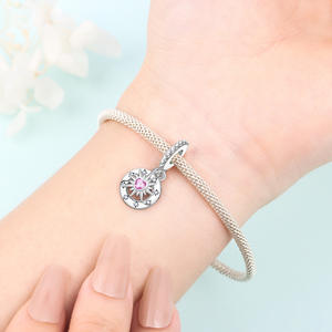 Bracciale de moda versátil con abalorios de estrella de ocho puntas, borla y luna, con brújula de cobre blanco, accesorio colgante DIY para mujer - Product Image 6