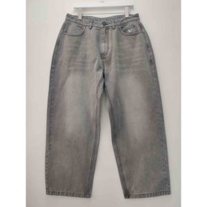 Синие широкие брюки для мальчиков на заказ, мешковатые джинсы, уличная одежда, повседневные Черные большие свободные джинсы для мужчин - Product Image 5