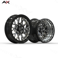Jantes AX 17x4.5 15x10 forgées en aluminium, avec système Beadlock, déport personnalisé 5x120.65 5x114.3, finition noir brillant usiné pour Chevy Malibu 2ed Coupé