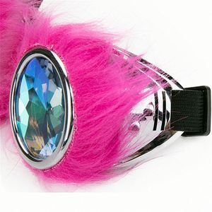 Lunettes de soleil kaléidoscopiques personnalisées avec logo, pour cosplay, festivals, raves, avec décorations roses et poils, pour femmes - Product Image 6