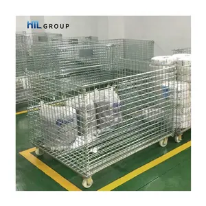 Heavy Duty Collapsible Cargo Storage Welded Wire Mesh Metal Cages With Wheels