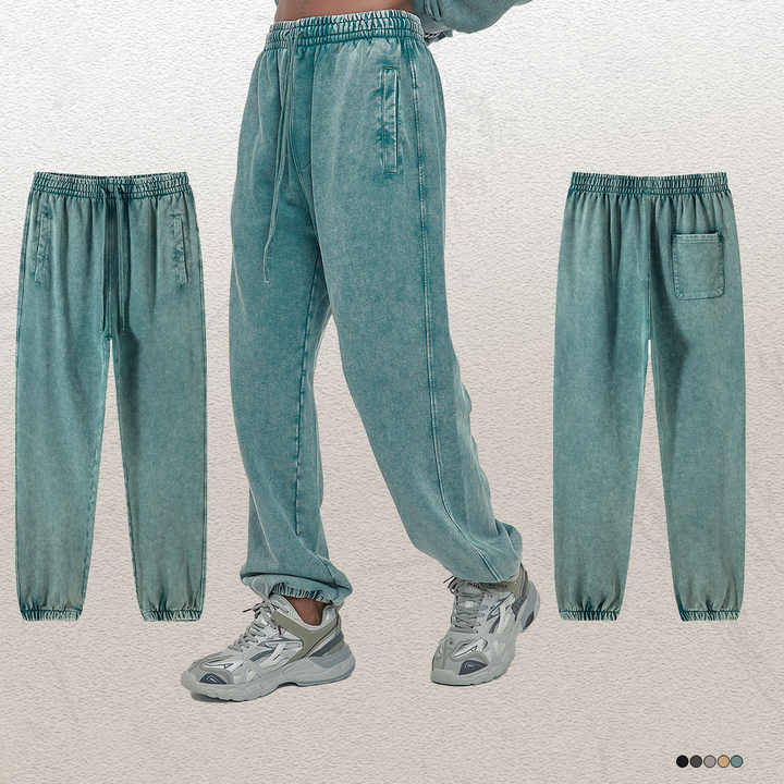 Xinglan 100% Cotton Vintage Heavy Weight Acid Washed Sweat Pants