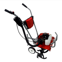 Mini motoculteur manuel UM 48F rouge et gris avec emballage en mousse – Machine de jardinage