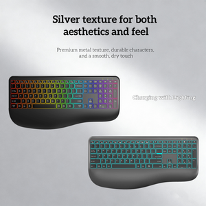 Mới Tùy Chỉnh 112-Key <span class=keywords><strong>2.4G</strong></span> USB Kích Thước Đầy Đủ Bàn Phím Có Thu Phí Backlit Không Dây Ergonomic Bàn Phím Cổ Tay Hỗ Trợ Cho Máy Tính Xách Tay Máy Tính - Product Image 3