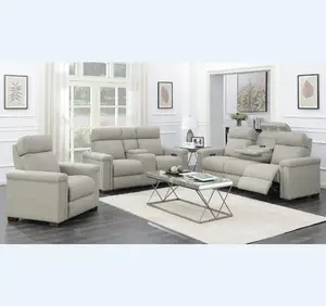 Juegos de sofás reclinables eléctricos de tela de lujo de estilo americano, muebles para el hogar y la sala de estar
