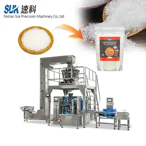 Saco de cereais em grânulos automático para sal e açúcar, 500g, 1kg, máquina de embalagem de sal e açúcar MSG, em escala multi-cabeça