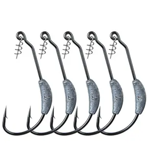 10pcs/lot Weighted Swimbait Hooks Weedless Jig Head Fishing Hooks with  Twistlock Soft Plastic Worm Hook for Freshwater Saltwater