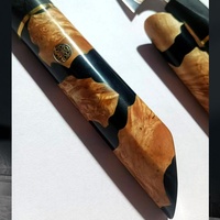 Couteau de chef ambré VG10 de 8 pouces avec logo personnalisé, manche en résine époxy, couteau japonais en cuivre damassé