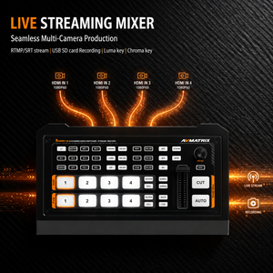 Switcher Video Mixer per Live Streaming AVMATRIX SHARK H4 Multi-Camera per HDMI, Stream RTMP SRT, Registrazione su Disco USB/Scheda SD, Interamente in Metallo - Product Image 5