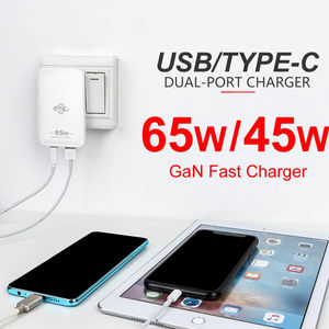 Chargeur mural ultra-fin PD65W GaN USB-C à double port avec adaptateur de prise multinationale convertible EU US UK AU - Product Image 2