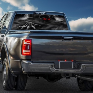 Crâne pistolet camion fenêtre arrière 3D voiture autocollant étanche résistant aux UV extérieur vinyle décalcomanies clair ruban de transfert pour véhicule voiture - Product Image 4
