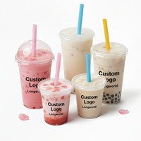 Gobelets jetables transparents personnalisés LONGWORLD avec logo pour café glacé et smoothies, avec couvercles, 16 oz, robustes et de qualité alimentaire, pour les boissons froides de mariage