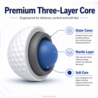 Balles de golf XJT 3 pièces en uréthane coulé/surlyn de qualité supérieure, 3 pièces, performance de tour, toucher doux, rotation élevée, logo OEM personnalisé disponible