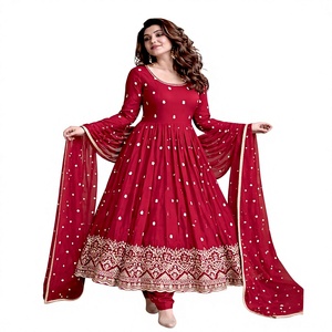 Elegant Blue Silk Salwar Kameez With Embroidered Dupatta Traditional Women's <b>Wedding</b> Wear India Pakistan - Product Image 1