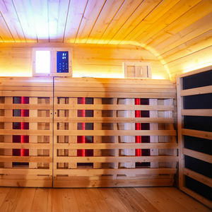 Sauna Seca de Madera Maciza de Cedro Rojo y Hemlock para 3-4 Personas con Estufa de Sauna para Villa - Product Image 5