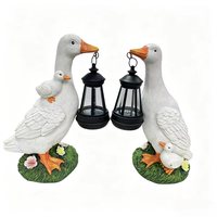Lampes solaires étanches IP65 en forme de canard, mignonnes sculptures d'oiseaux en polyrésine pour la décoration extérieure de patio, jardin et allée