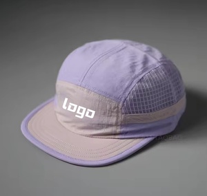 Custom Mesh 5 Panel Polyester Nylon <b>Flat</b> Brim Snapback <b>Caps</b> – Breathable Summer Running Camp <b>Hats</b> - Product Image 1