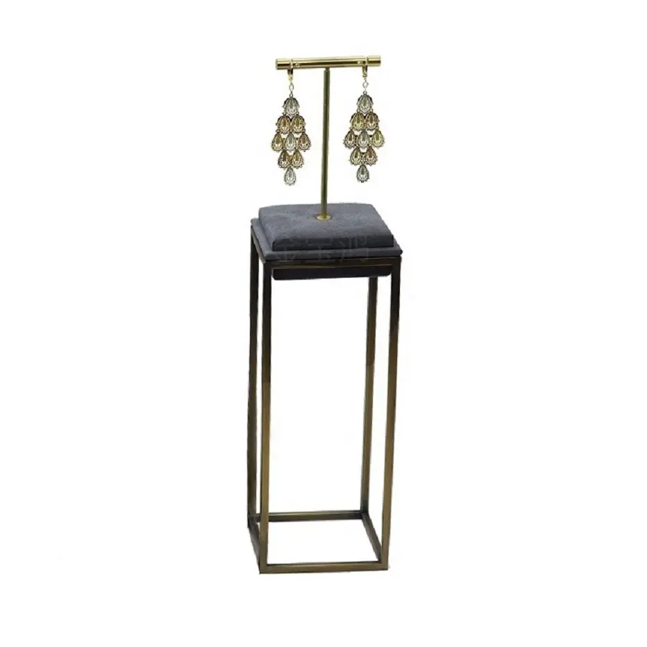 Jewellery shops showcase bronze metal rack and flannelette holder earring display stand