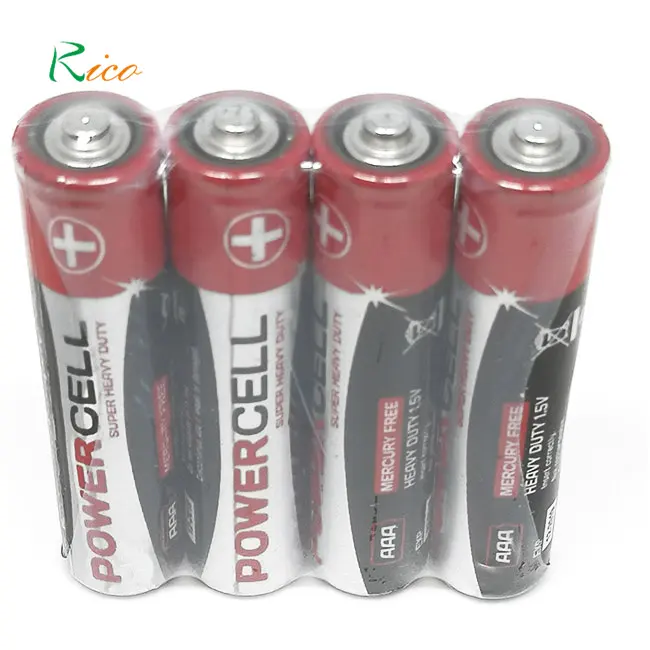 Good quality R6 R03 aaa/aa Size Carbon zinc battery 1.5V PVC jacket battery