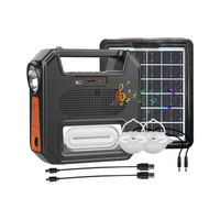 Système d'éclairage solaire portable 8000 mAh avec haut-parleur Bluetooth, 4 types d'éclairage, lampe LED solaire multifonctionnelle d'urgence