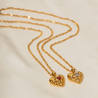 CZ coeur lave forme pendentif collier pêche coeur 18K pvd acier inoxydable clavicule chaîne pour les femmes