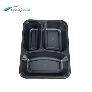 Verkauf hochwertige einweg-Lunchbox Verpackung für Lebensmittel zum Mitnehmen Backbecher mit drei Gittern aus CPET