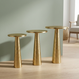 Ensemble de tables basses rondes en laiton Design Winner, mobilier de salon contemporain, tables d'appoint en métal faites à la main, design gigogne - Product Image 5