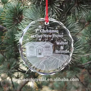 Guangzhou atacado K9 Cristal Natal Ornamento personalizado claro Vidro Natal árvore pendurado decoração ornamentos